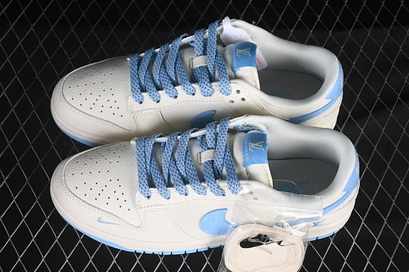 All categories Nk SB Dunk Series Nk SB Dunk Low High-end customized low-top sneakers Nike SB Dunk Low LV co-branded off-white ice blue print Anniversary high-end customized low-top casual sneakers JP1628-015